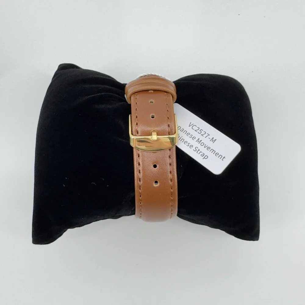 Vince Camuto Men's Watch VC2527M Gold Tone White Dial Brown Leather‎ Classic New